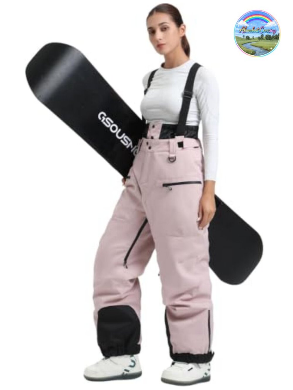Womens Snowboard Pants Baggy Ski Bibs Waterproof Insulated Snow Pants
